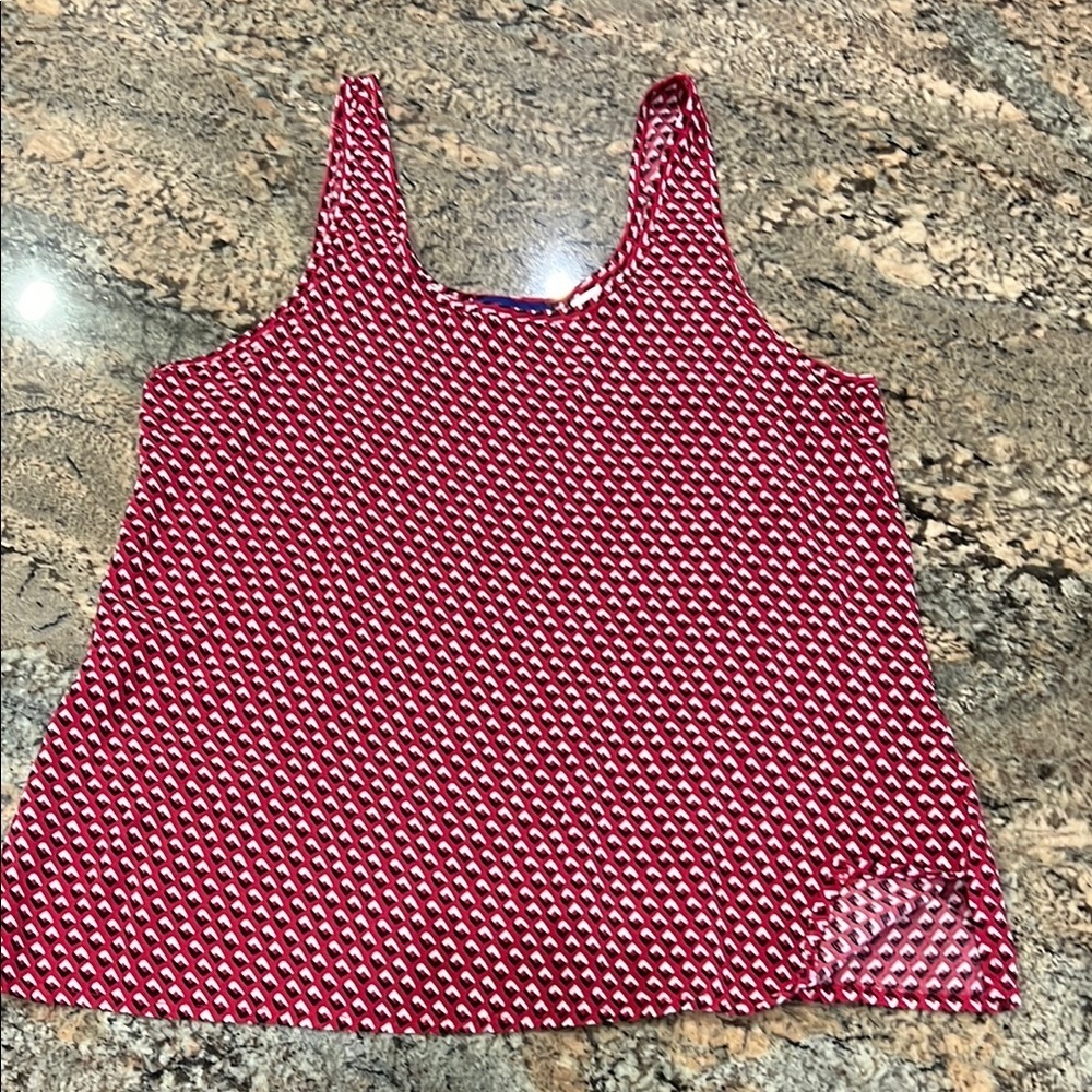Sears Red Sleeveless Tank Top with Geo-pattern